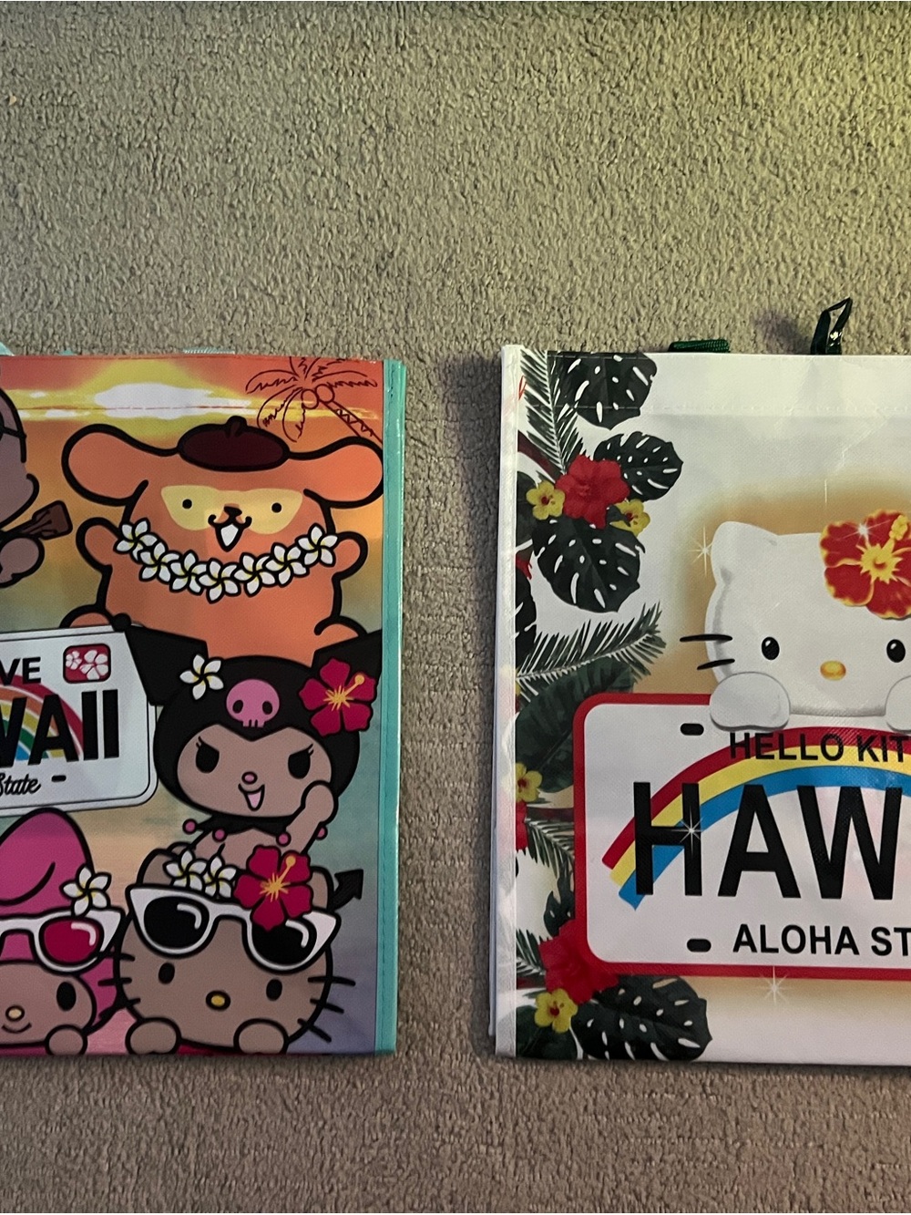 Hello Kitty Tropical Tote Bag with Multicolor Hawaiian Graphics